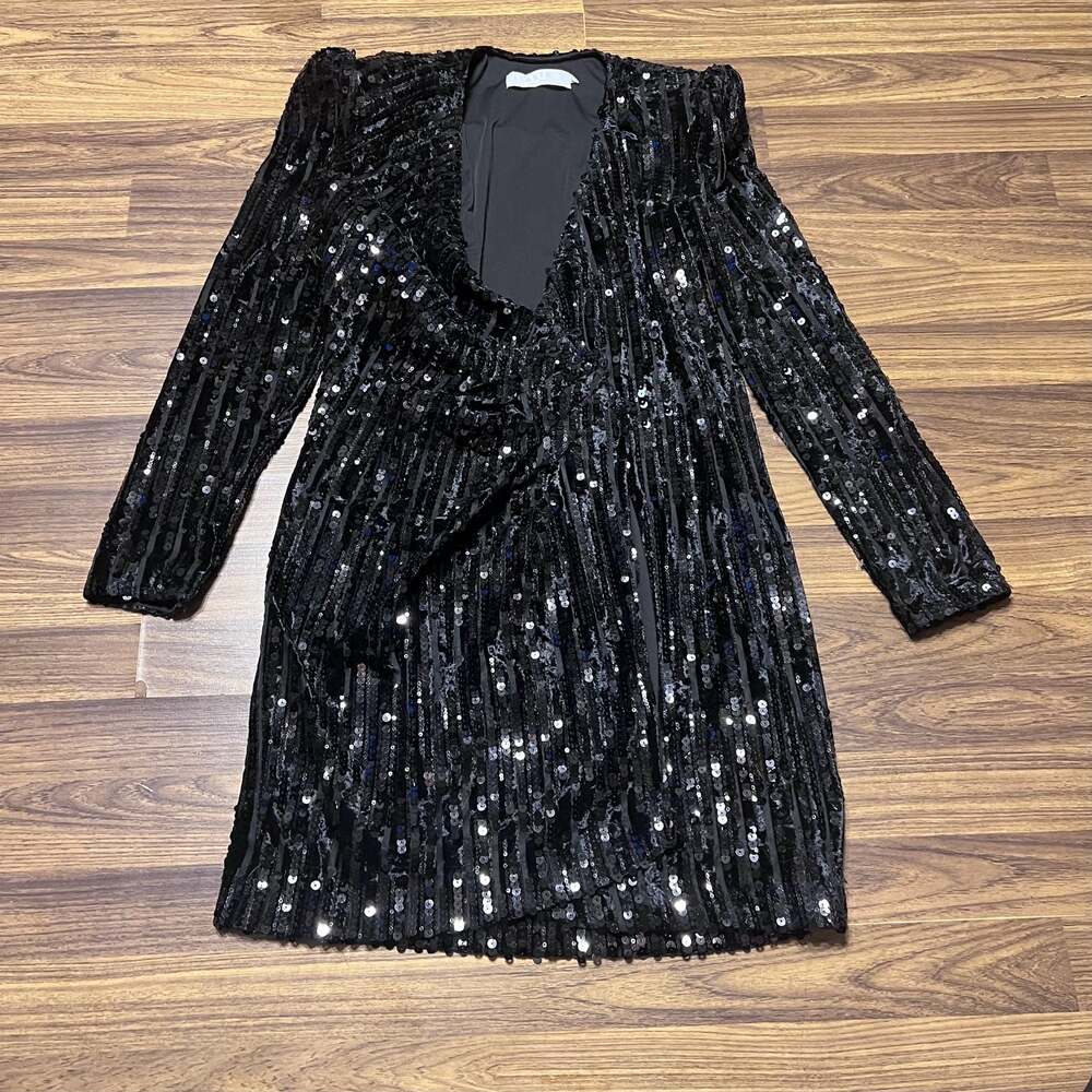 ASTR The Label Paris Sequin Wrap Mini Dress